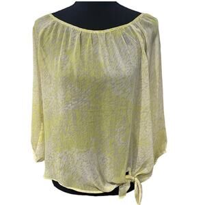 NWT! Express Yellow Sheer Flowy Side Tie Blouse - Size XS